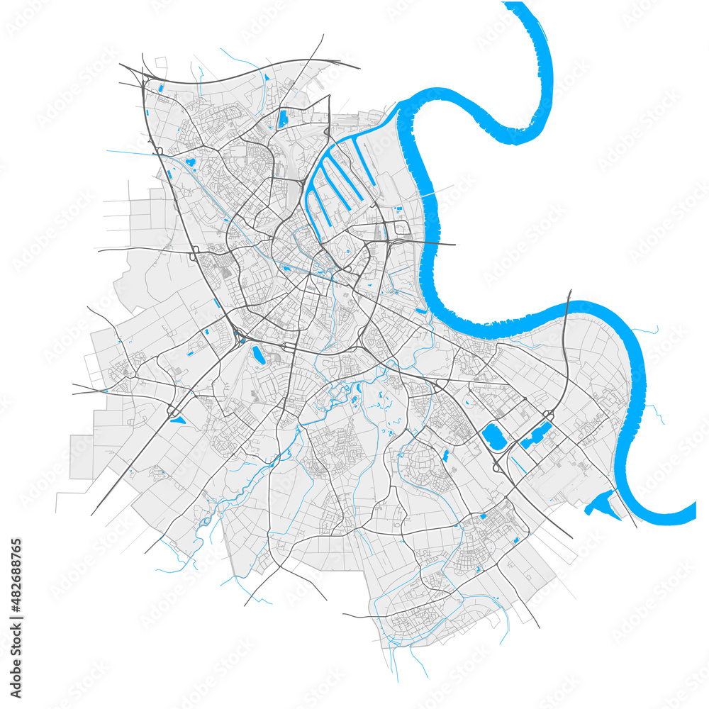 Obraz premium Neuss, Germany Black and White high resolution vector map