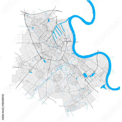 Neuss, Germany Black and White high resolution vector map