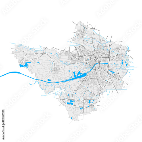 Ingolstadt, Germany Black and White high resolution vector map