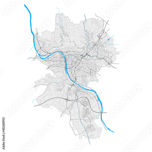 Wurzburg, Germany Black and White high resolution vector map