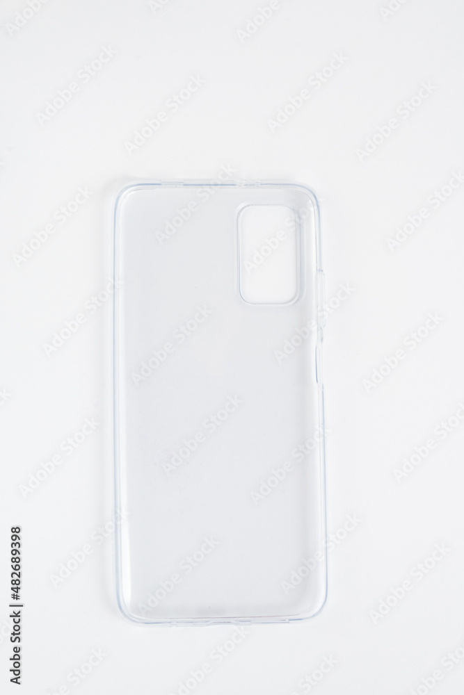 New transparent cellphone cover over isolated white background New transparent cellphone cover over isolated white background