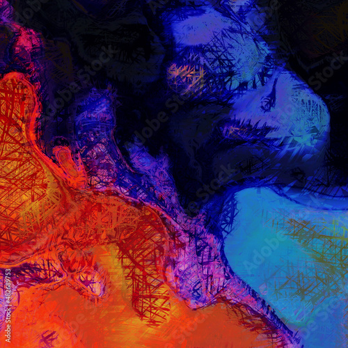 Wallpaper Mural Modern art. Colorful contemporary artwork. Color strokes of paint. Brushstrokes on abstract background. Brush painting. Torontodigital.ca
