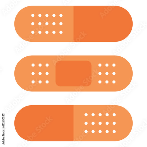 Set of medical patch. Flat illustration. Isolated elements on white background. 