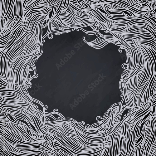 Decorative frame of hair or wave pattern. Abstract vector background.
