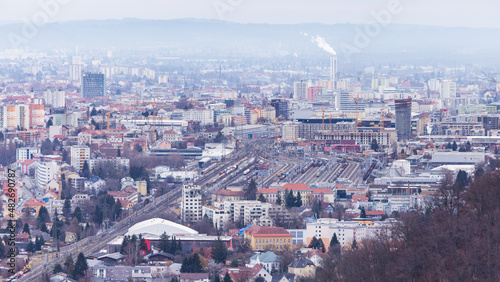 Aerial view of the city of Graz in Austria