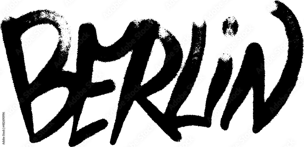 graffiti Berlin word sprayed in black over white graffiti Berlin word sprayed in black over white