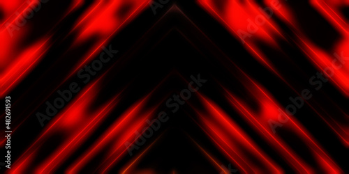 Abstract shining geometric lights background. Fractal symmetric graphic illustration. Intersecting glowing and shimmering bars.
