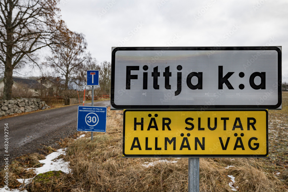 Fittja, Sweden A road sign says in Swedish Fittja, Sweden A road sign says in Swedish