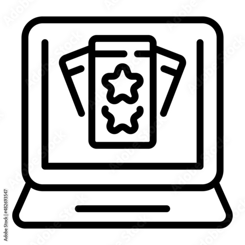 Book laptop ticket icon outline vector. Music cinema. Film movie