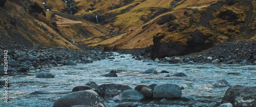 stream flows down from mountain