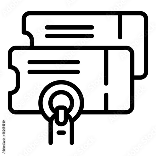 Online cinema ticket icon outline vector. Movie book. Music film