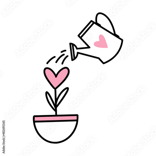 An icon of watering can and flower in pot.