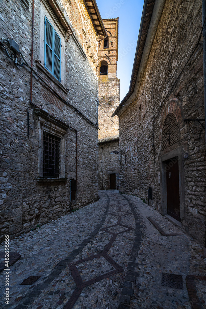 Picturesque alley in the medieval town of Narni, Umbria region, Italy