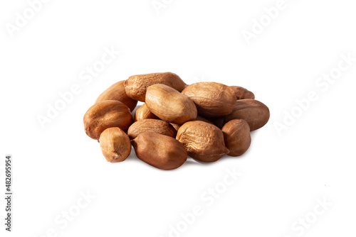 Handful of raw peanuts on white isolated background © Elena Fetisova