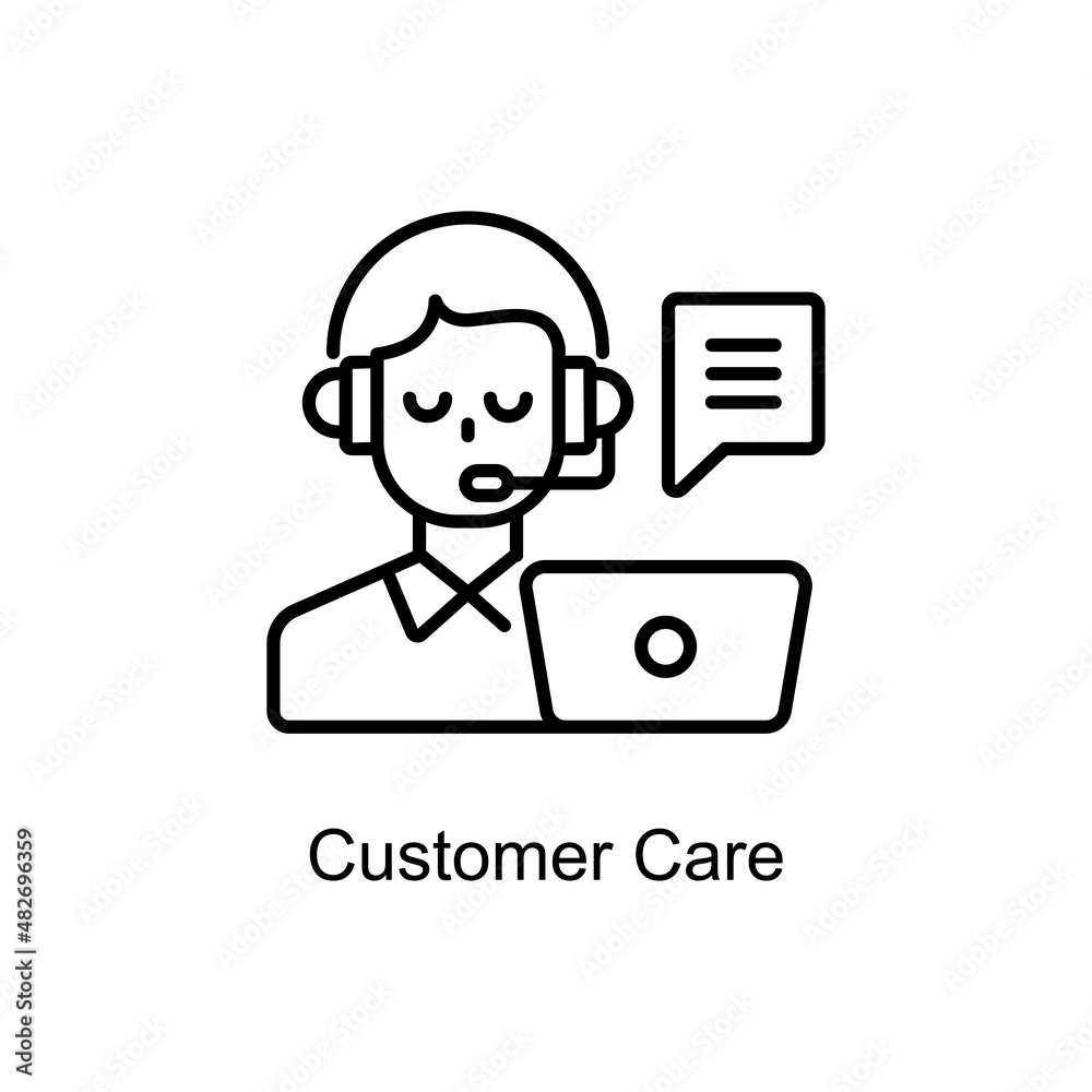 Customer Care vector Outline icon for web isolated on white background EPS 10 file Customer Care vector Outline icon for web isolated on white background EPS 10 file