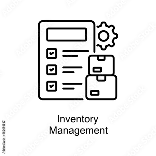 Inventory Management vector Outline icon for web isolated on white background EPS 10 file photo