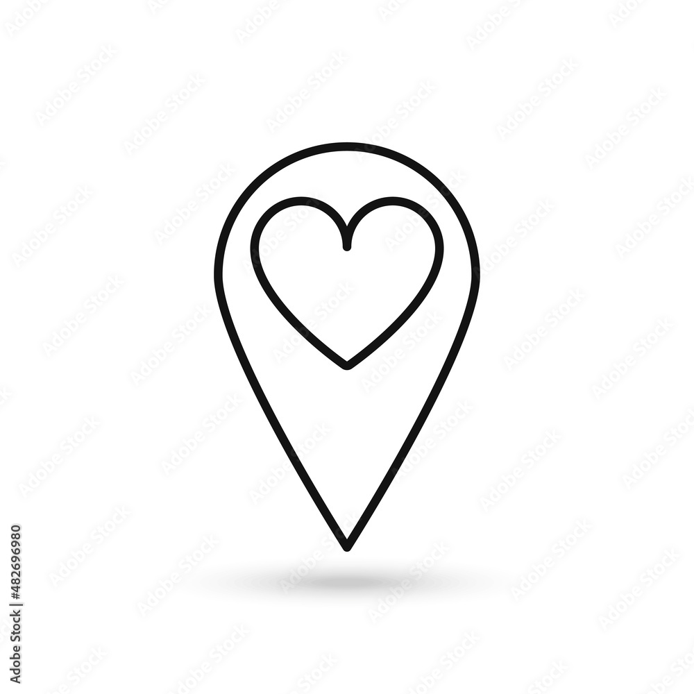 Map pointer with heart icon. Vector illustration