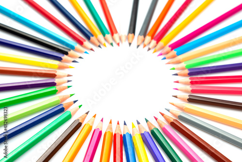 color pencil. set of colored pencils for drawing on a white background. artistic creativity of drawing