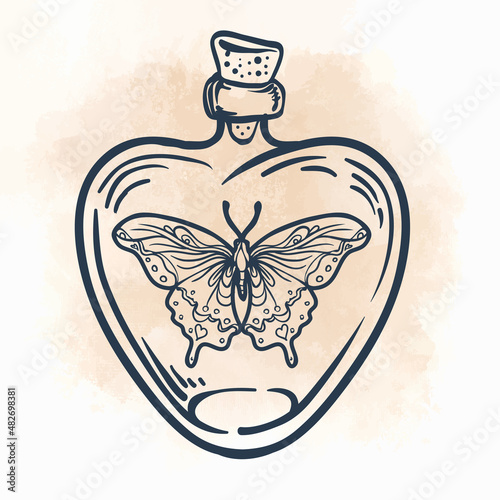 Gypsy Love: Set of Ornamental Boho Style Elements. Vector illustration. Tatto...