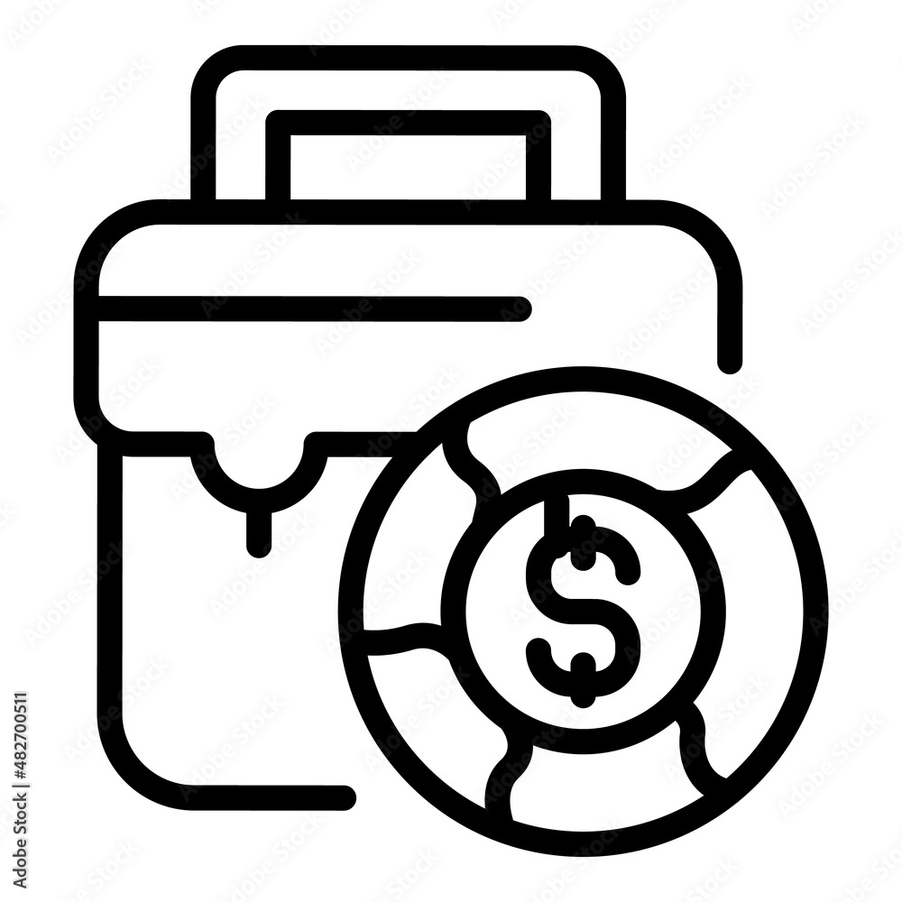 Briefcase money icon outline vector. Market finance. Investment fund Briefcase money icon outline vector. Market finance. Investment fund