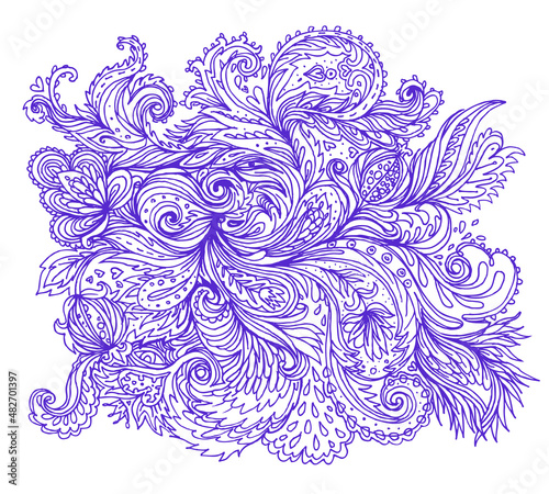 Vector colorful paisley texture with abstract flowers
