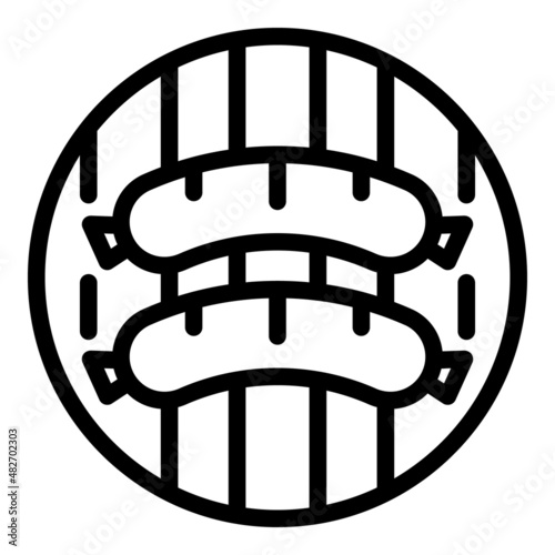 Bbq sausage icon outline vector. Grill cook. Fire meat