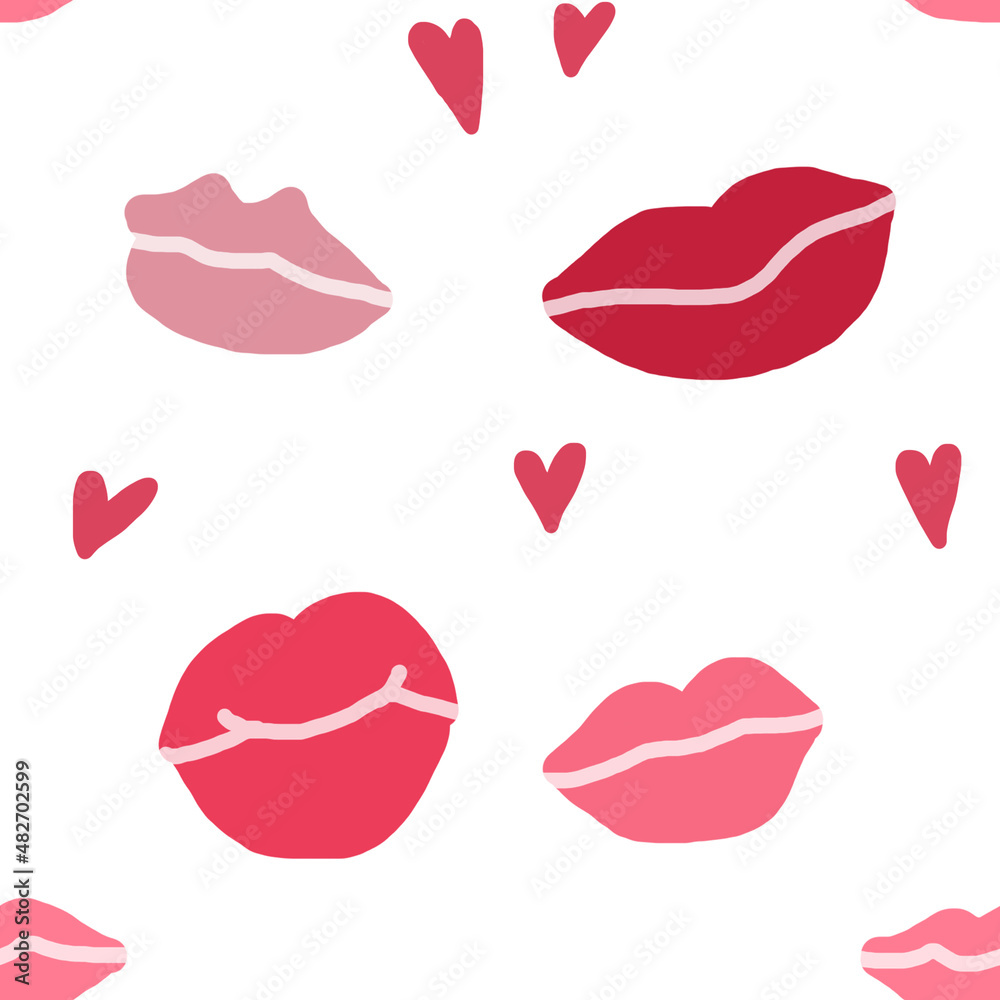 Digital Illustration Valentines Day Lips Pattern for Wrapping paper and Fabric textile Digital Illustration Valentines Day Lips Pattern for Wrapping paper and Fabric textile