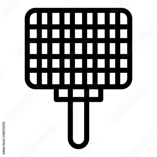 Grill handle icon outline vector. Food cook. Fire meat