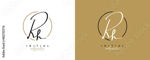 RH Initial Logo Design with Elegant Handwriting Style. RH Signature Logo or Symbol for Wedding, Fashion, Jewelry, Boutique, Botanical, Floral and Business Identity