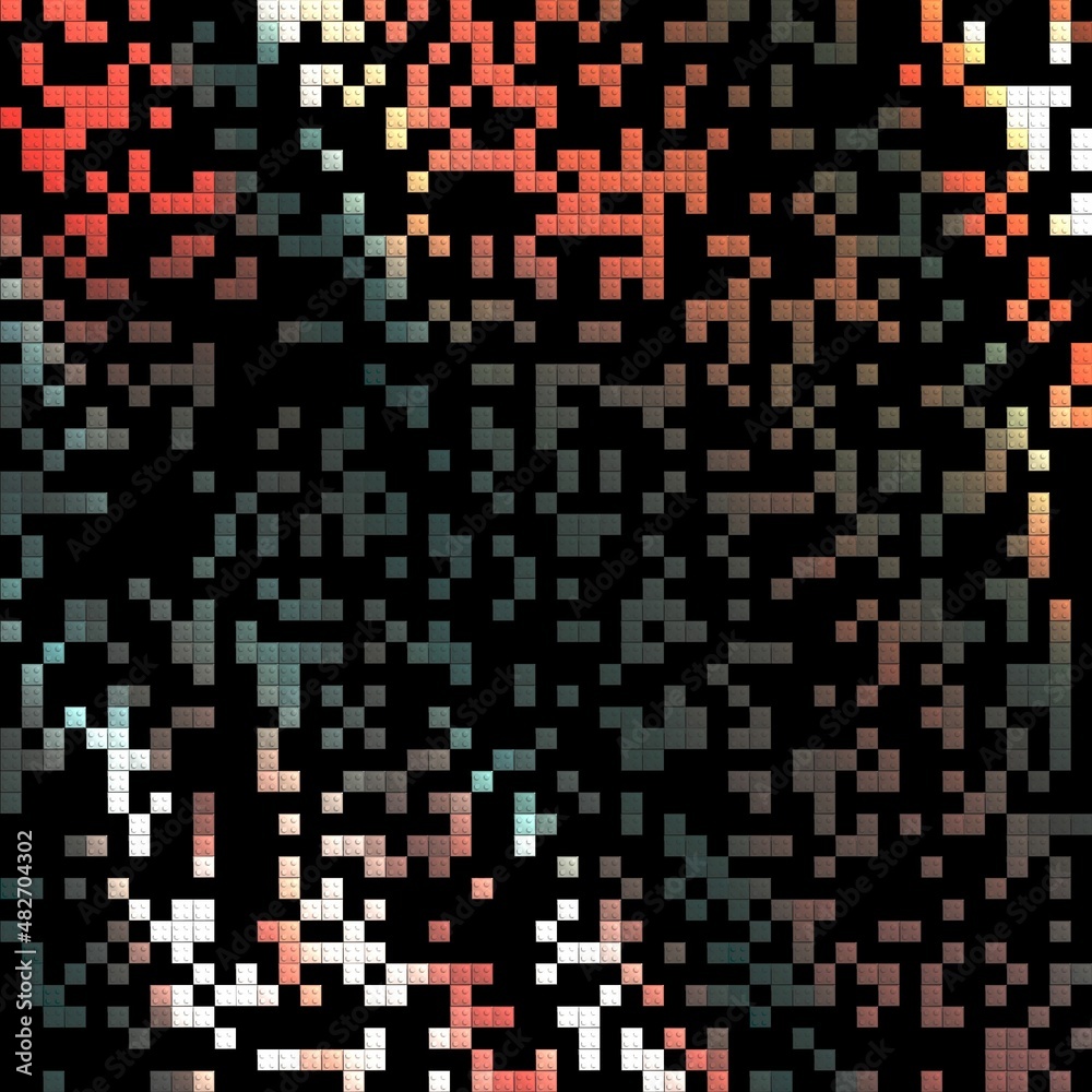 Fototapeta premium Dark orange playful forms, puzzle, abstract background with squares