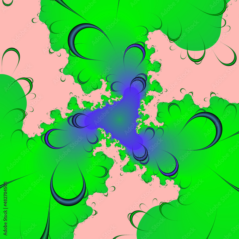 Green purple leaves, abstract fractal, design Green purple leaves, abstract fractal, design