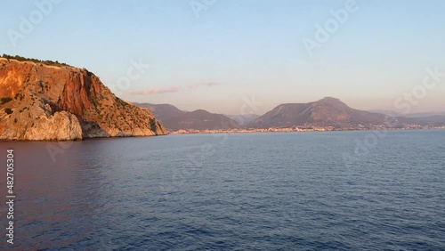 Very beautiful views at the top of a hill in scandinavia with views of the sea of the islands and the nearest mountains and lakes