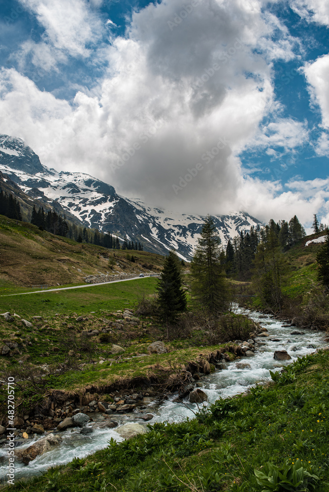 Switzerland Mountains River Bluesky Summer Snow Tree Switzerland Mountains River Bluesky Summer Snow Tree