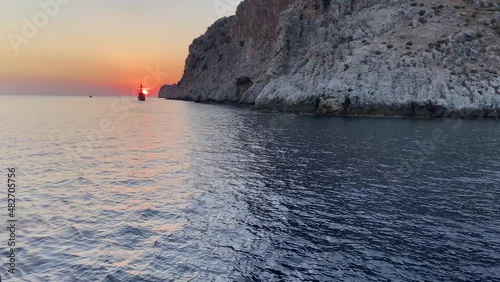 Very beautiful views at the top of a hill in scandinavia with views of the sea of the islands and the nearest mountains and lakes