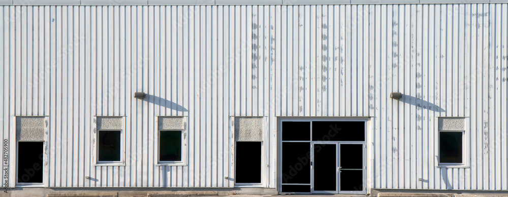 Exterior facade of single storey institutional or commercial building ...
