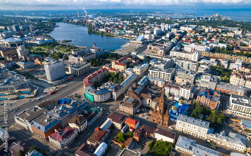 Panoramic aerial top view of Kazan republic of Tatarstan Russia