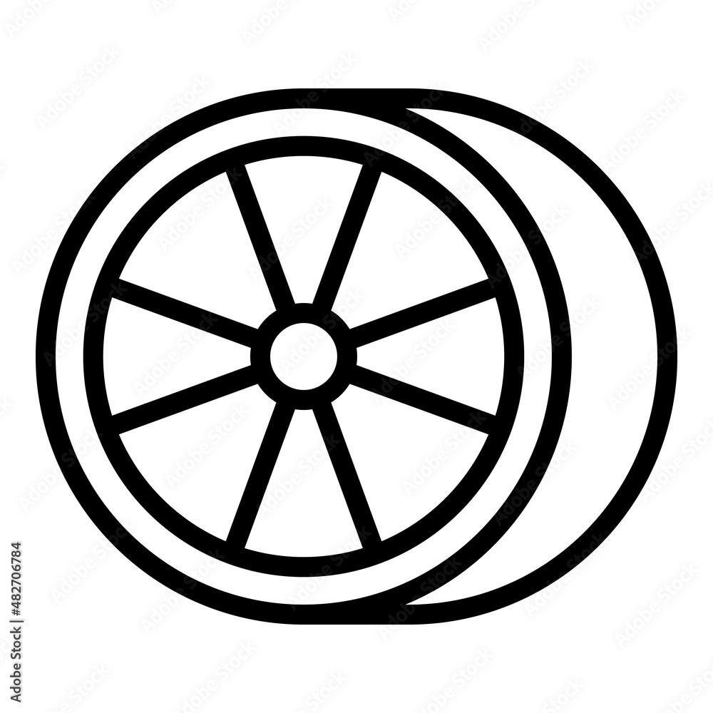 Wide car wheel icon outline vector. Chrome jdm. Metal side