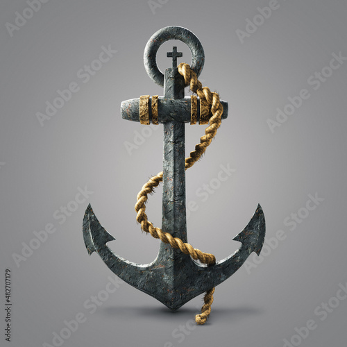 Canvas Print Old Anchor with Cross