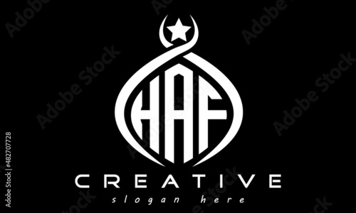 HAF three letters monogram curved oval initial logo design, geometric minimalist modern business shape creative logo, vector template	
