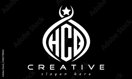 HCQ three letters monogram curved oval initial logo design, geometric minimalist modern business shape creative logo, vector template	
 photo