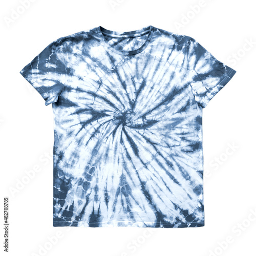 Tie dye pattern t-shirt isolated on white background