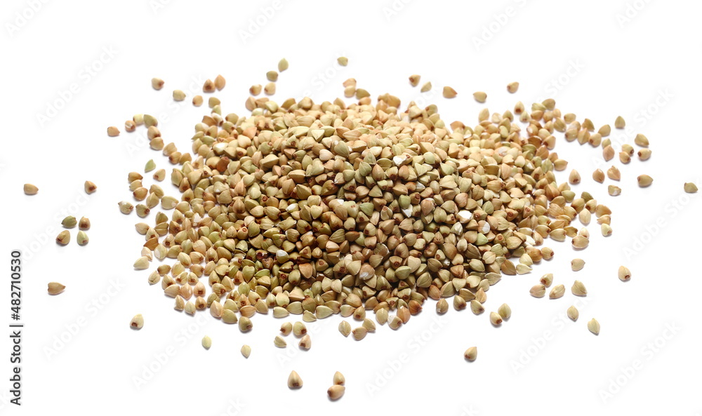 Buckwheat pile isolated on white background Buckwheat pile isolated on white background
