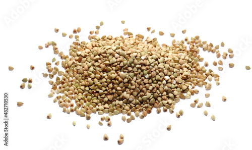 Buckwheat pile isolated on white background 