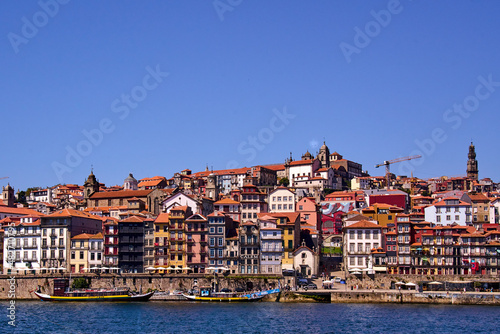 View of the Douro River as it passes through Porto and the buildings by the shore © jose