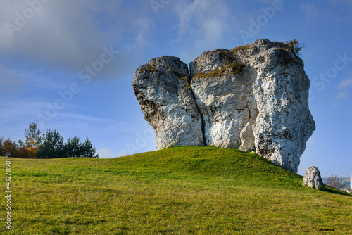 Limestone rocks in Polish Jura Krakowsko-Czestochowska near Mirow.