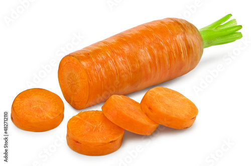 sliced carrot isolated on white background. clipping path