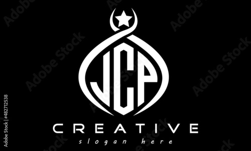 JCP three letters monogram curved oval initial logo design, geometric minimalist modern business shape creative logo, vector template	

