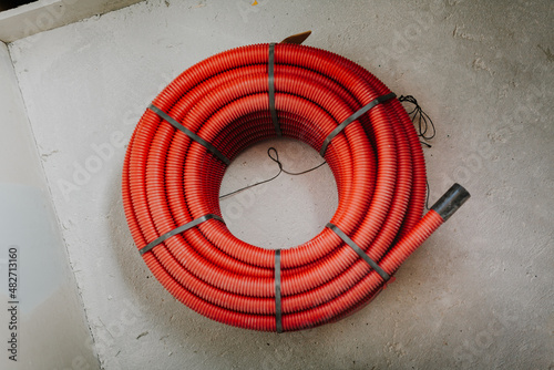 PVC Sewer Tube Lying on Construction Site