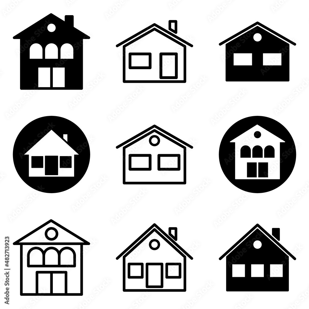 House Flat Icon Set Isolated On White Background