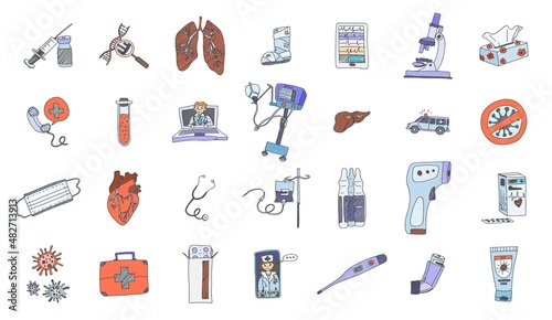 hospital health drawings. doodle simple drawing